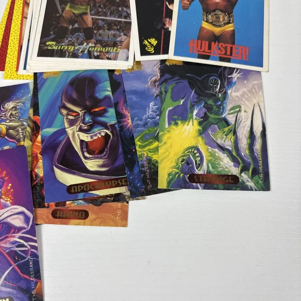 Lot 90s Trading cards 200+ Looney Tunes Marvel WCW WWF Olympics Batman Hot Wheel